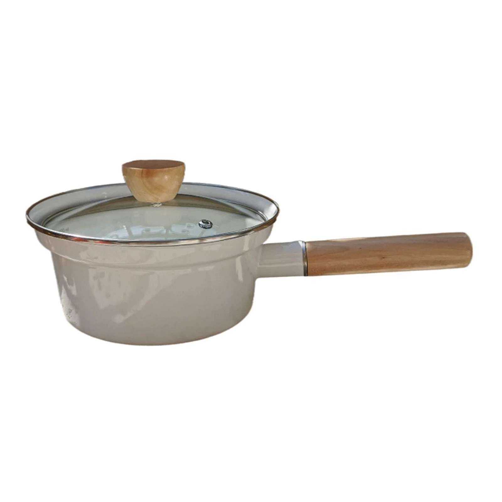 Japanese Enamel Milk Pot with Scale Induction Gas Compatible Pot for Camping