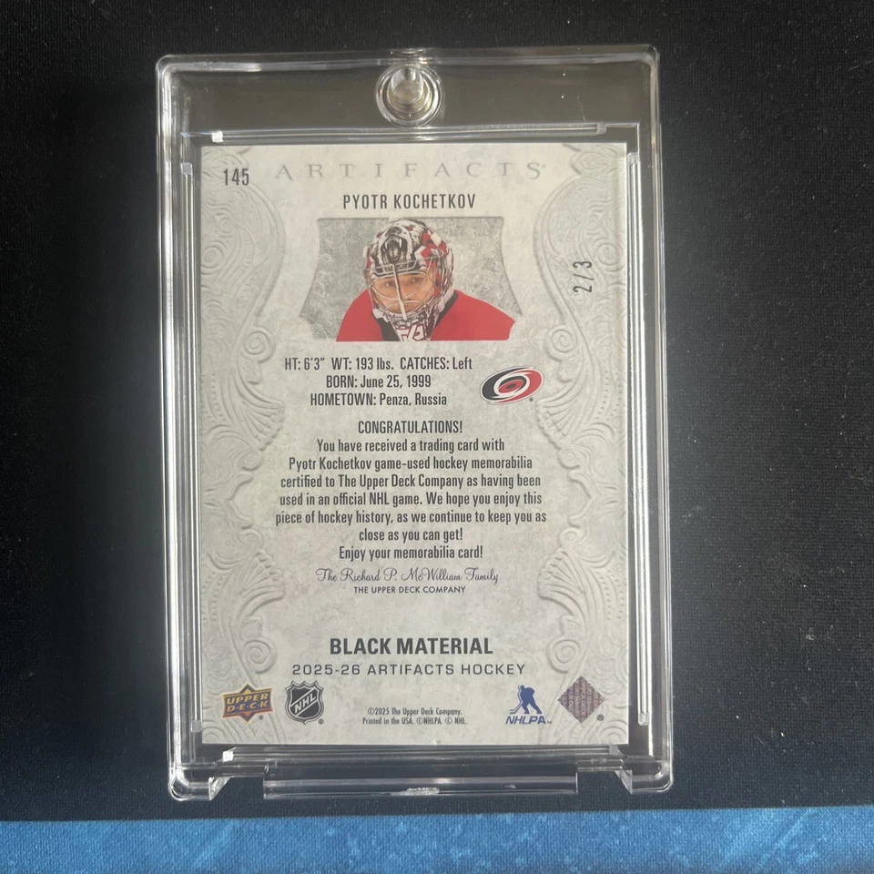 2025-2026 UD Artifacts Hockey Pyotr Kochetkov BLACK Material 3 color patch 2/3 - Image 2 of 2