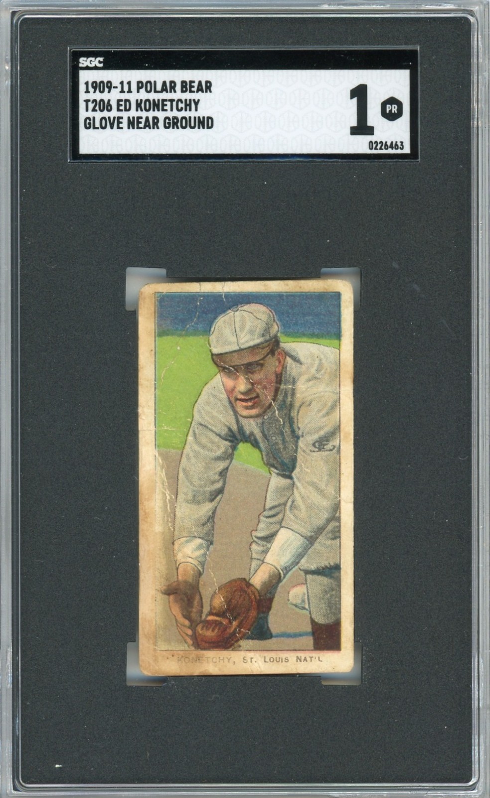 1909-11 T206 ED KONETCHY GLOVE NEAR GROUND ST. LOUIS CARDINALS POLAR BEAR SGC 1