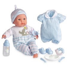 JC Toys Berenguer 15in Realistic Baby Doll Blue 10pc Gift Set Open/Close Eyes
