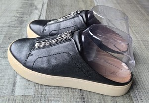 Frye Women's Lena Zip Mule Black Leather Sneakers Size 7 Platform