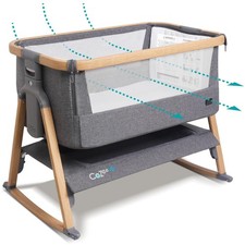 Co-Sleeping Baby Bassinet  Bedside Sleeper, Oak  Charcoal, Portable Crib
