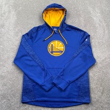 Golden State Warriors Majestic Therma Base Hoodie Mens Size M Blue Yellow NBA