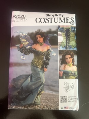 Simplicity Costume S3028 Raine Emery Mermaid Fantasy w/ Corset Sz 16-24 UNCUT FF