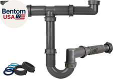 1-1/2 Inch Double Bowl Kitchen Sink Drain Kit - Universal Flexible P-Trap Pipe w