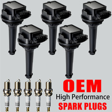 5X OEM Ignition Coil & 5 Iridium Spark Plug For Volvo C70 S60 S80 V70 XC90 UF341