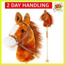 36'' Plush Horse Riding Stick, Handsewn Head, Sturdy Wood Stick, Plus Neighin...
