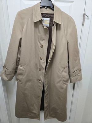 Men's Vintage London Fog Maincoats Trench Coat KHAKI BEIGE TAN Sz 42R Rain Coat