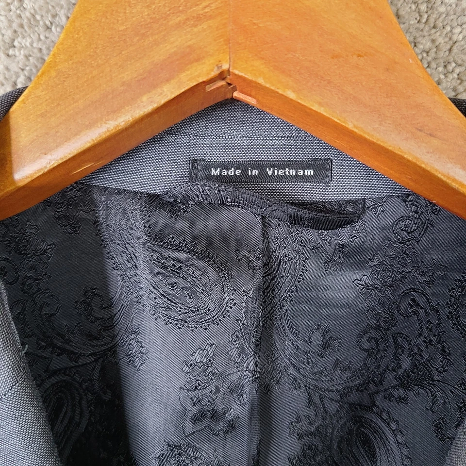 Chaqueta Steve Harvey Para Hombres 42L Gris Blazer Mezcla de Poli 3 Botones Abrigo Bolsillo para Billetes Foto 4 de 4