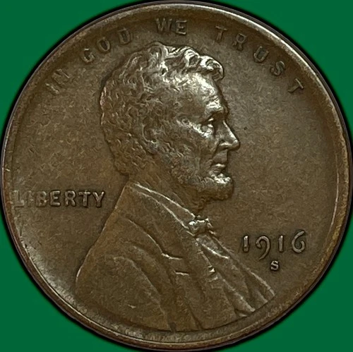 1916-S Lincoln Wheat Cent Choice Extremely Fine XF+ Coin #36788