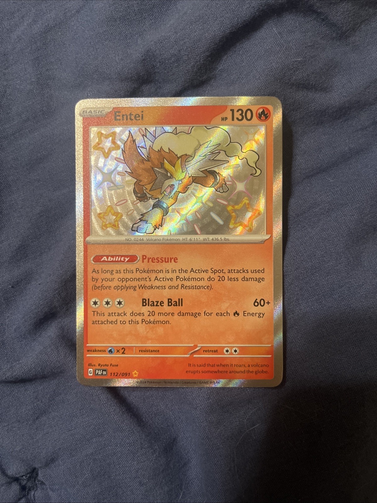 Pokemon Paldean Fates 112/091 Entei Shiny