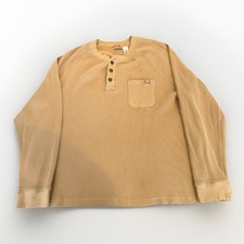 LL Bean Sweater Mens XXL Brown Waffle Knit Henley Heavyweight Thick