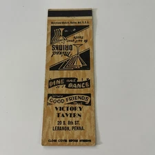 Victory Tavern Dine & Dance Lebanon PA Vintage Matchbook Cover SMB6-3
