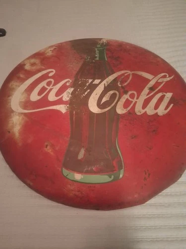 Vintage COCA-COLA   button,  Approx 24". Marked AM 4-53