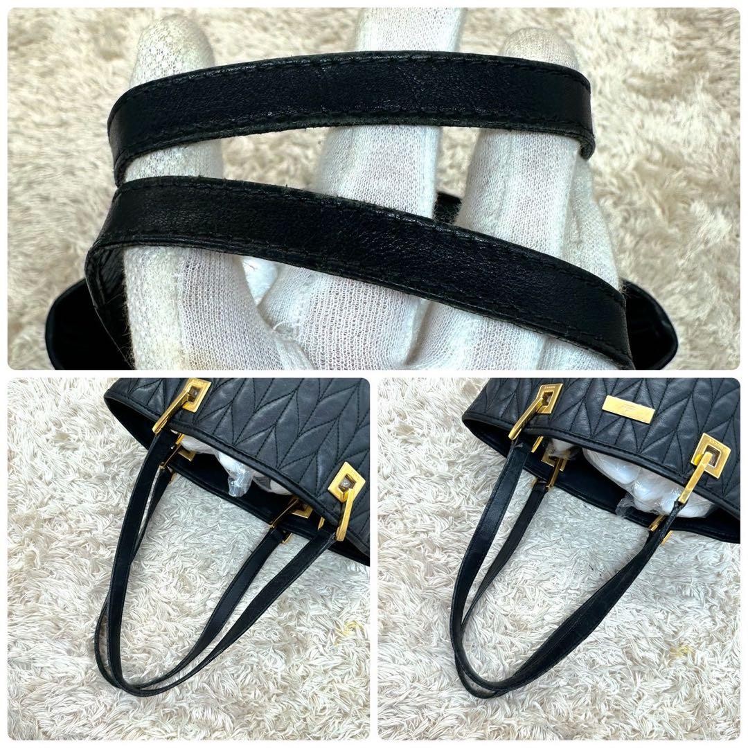 GUCCI Tote Bag Black Leather Quilted Unisex Authentic Excellent Condition thumbnail 8