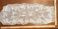 vintage sheer white embroidered flowers rectangular scarf