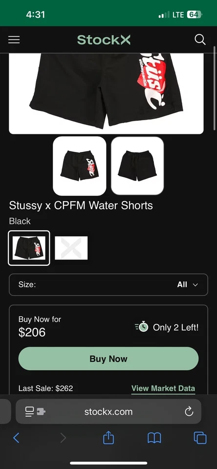 Pantalones Cortos de Agua STUSSY x CPFM Heart Negros Talla XL Foto 2 de 4