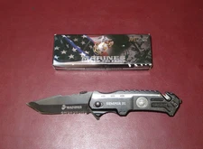 M-Tech M-A1002TS US Marine Corps Licensed "Semper-Fi" Black Folding Knife in Box