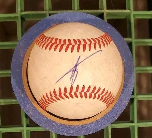 Autographed Baseball game used ITSUKI TAKEMOTO Oakland A's