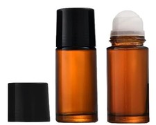 2 Pcs Brown 50ml Glass Essential Oil Roller Bottles Refillable Roll on Bottle...