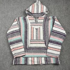 Mexican Baja Hoodie Unisex Medium Pastel Striped Pullover Poncho Drug Rug
