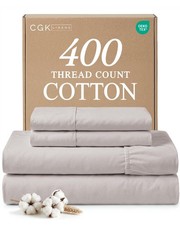 100 Cotton Sheets Queen - 4 Piece 400 Thread Count Smooth Sateen Sheet Set -...