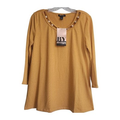 BY Design Captiva Golden Top  Size L Scoop Neck Fall Color Y2k Retro Style 