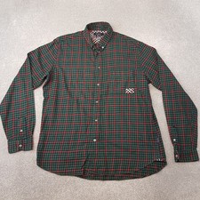 Paul Smith Mens Shirt Large Green Red Gingham Check Brushed Cotton Classic Fit