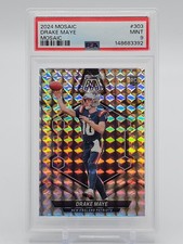 DRAKE MAYE 2024 MOSAIC FOOTBALL SILVER PRIZM ROOKIE RC #303 PATRIOTS PSA 9 Q7307