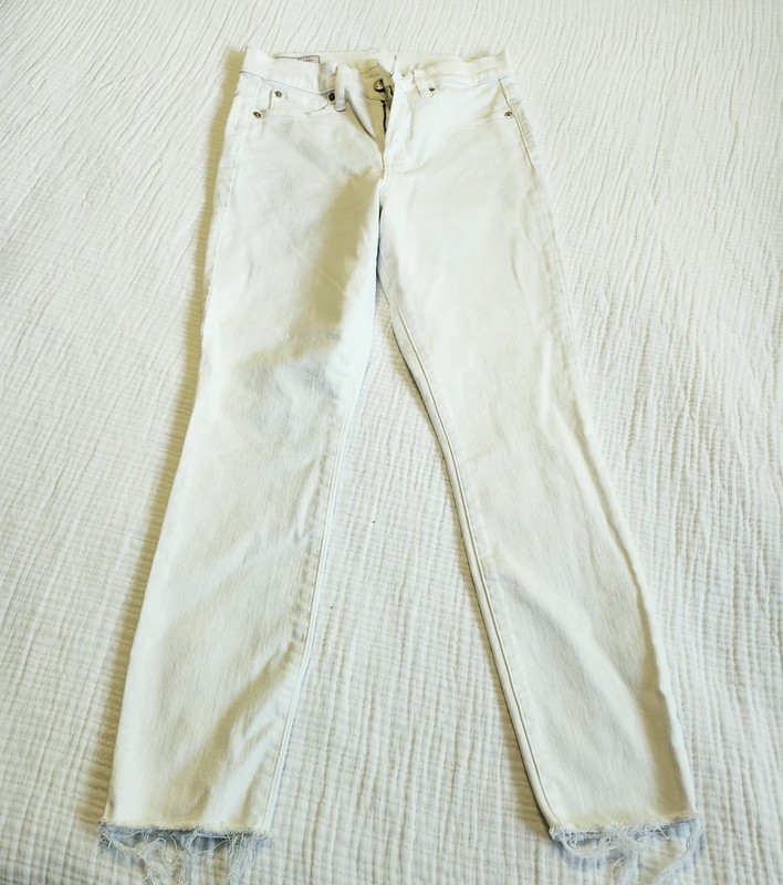 GAP Women's Skinny High Rise White Stretch Denim Jeans Light Wash 5-Pocket