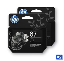 HP 67 Ink Cartridge - Black 3YM56AN 2 Pack, 07/27