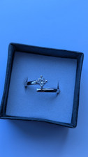 White Gold Solitaire Diamond Engagement Ring, Hallmarked, Round Stone, Size O