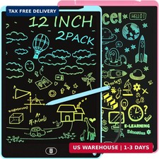2 Pack 12 Inch LCD Writing Tablet, Electight Colorful Doodle Board, Eye Protecti
