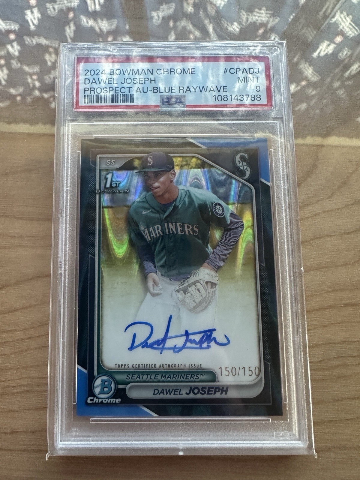 2024 Bowman Chrome 1st Auto Dawel Joseph #CPADJ Blue Raywave #/150 PSA 9