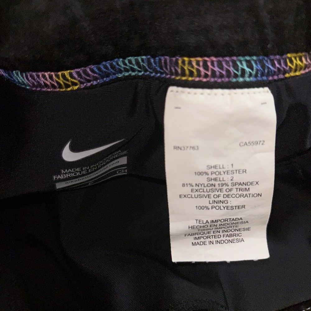 Tennis Skirt Women Black with Nike white Swoosh Elastic Back Waistband Sz SM