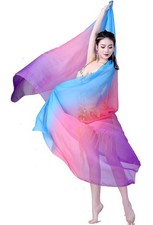 Women Belly Dance Gradual Colorful Chiffon Scarf Veil 2.2x1.2M Performance