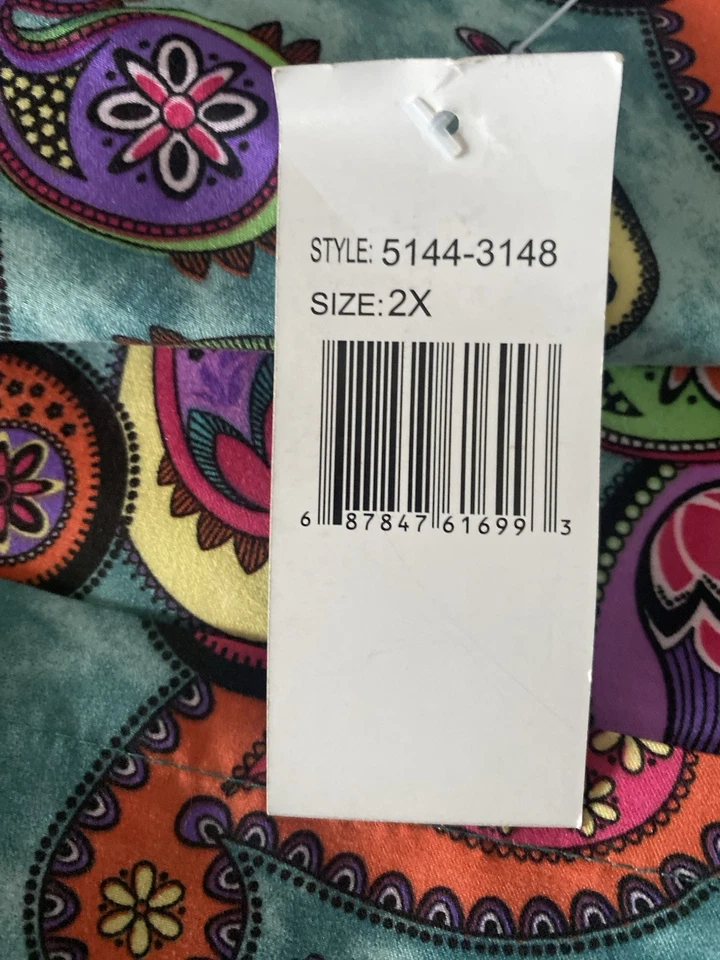 Cassandra O 2X Scrub Top Paisley Floral Multicolor NEW - Image 3 of 4