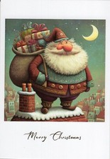Grußkarte * Kunstlerkarte * Weihnachten * Weihnachtsmann auf dem Schornstein
