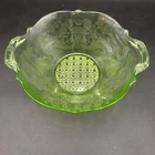 Lancaster Glass Vaseline Depression Serving Bowl, Green