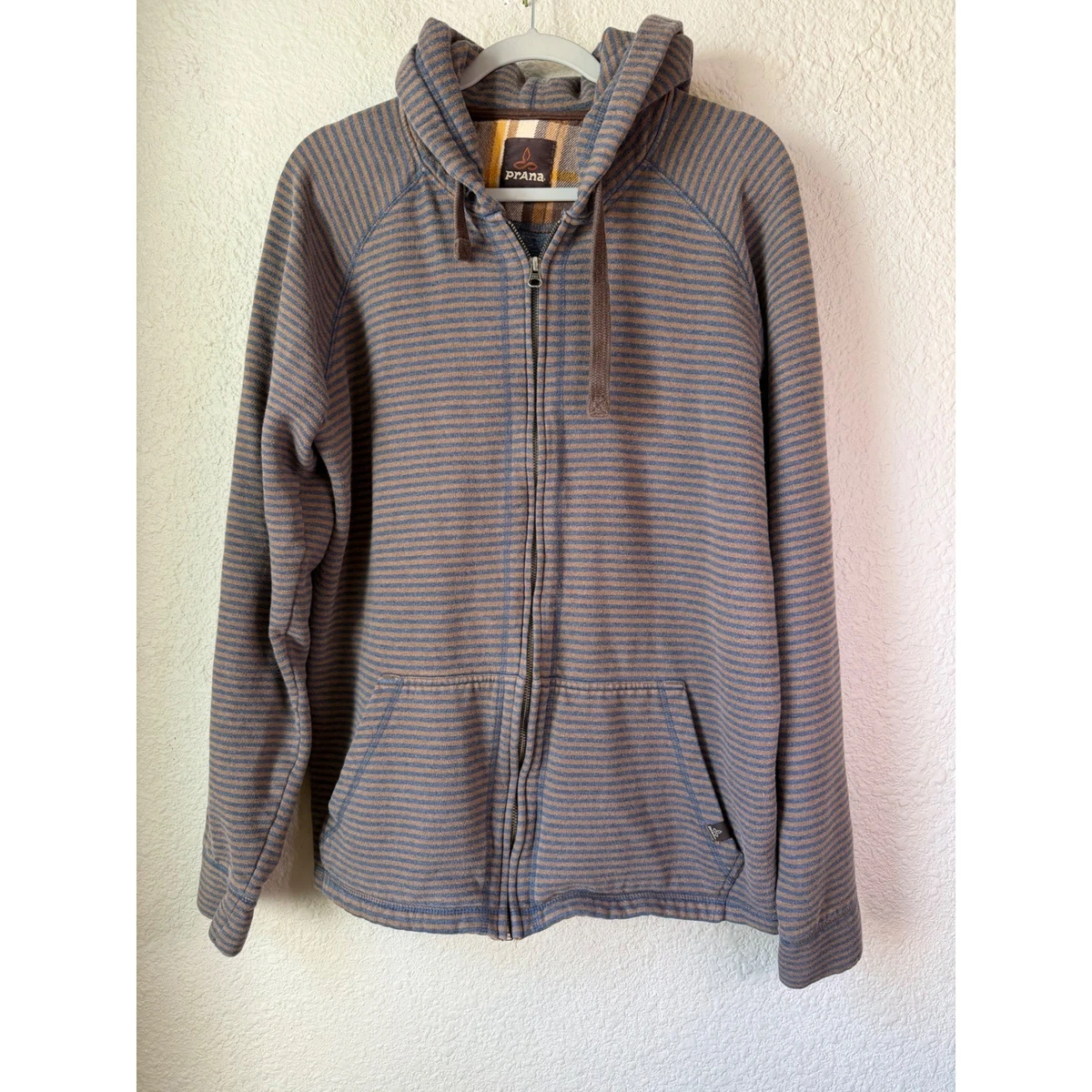 Pull à capuche homme Prana Kennet zippé intégral rayures gris