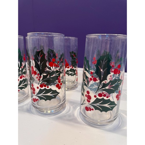 Vintage Crisa Mistletoe Glass Juice Tumblers