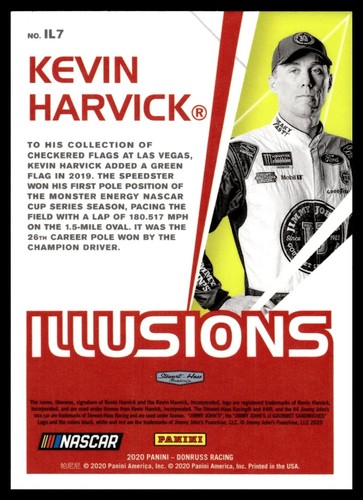 2020 Donruss Racing NASCAR Optic Base Set Illusions #IL7 Kevin Harvick - Picture 2 of 2