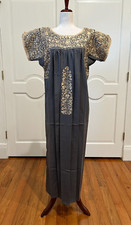 San Antonino Maxi Dress, Oaxaca Mexican dress. hand Embroidered. Silk Threads.