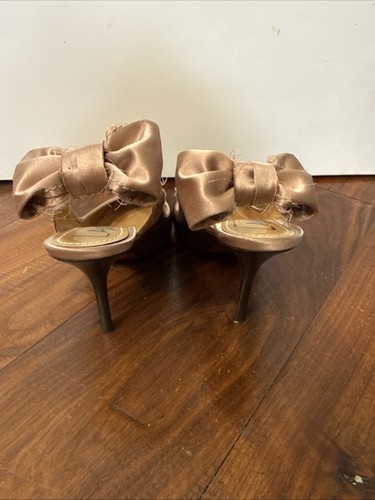 LANVIN Size 38 Brown Pink Leather Satin Slingback Pumps - Picture 3 of 4