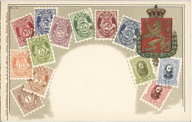 Марки Норвегии история почты