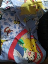 1998 Pokemon Twin Flat Sheet, 2 Pillow Cases And 2 Valances