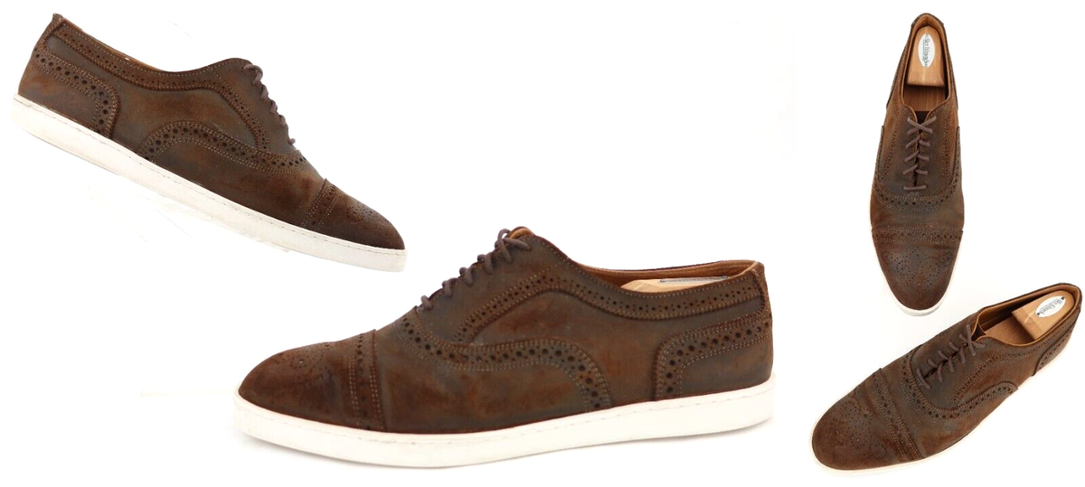 Allen Edmonds Strand Oxford Sneakers Brown Waxed Suede 11 D 
