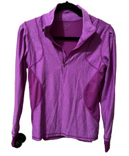 Champion Womens Long Sleeve Quarter-Zip Pullover Small Purple Violet Back Pocket