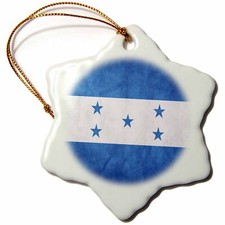 3dRose Honduras Flag 3 inch Snowflake Porcelain Ornament