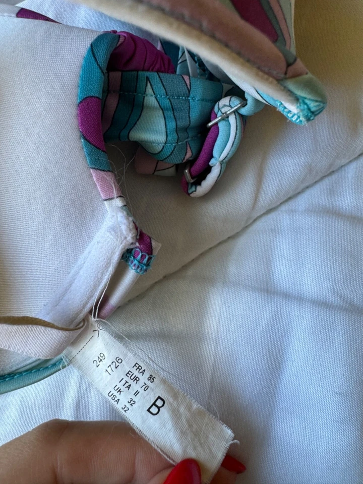 Traje de baño vintage ChANTELLE azul abstracto estampado floral de dos piezas talla pequeña Foto 3 de 4